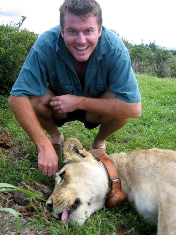 All reintroduced predators were fitted with radio collars. This female (Kamqua) was the first to successfully breed in Addo for over 100 years, and the park staff generously named her cubs after my wife and I.